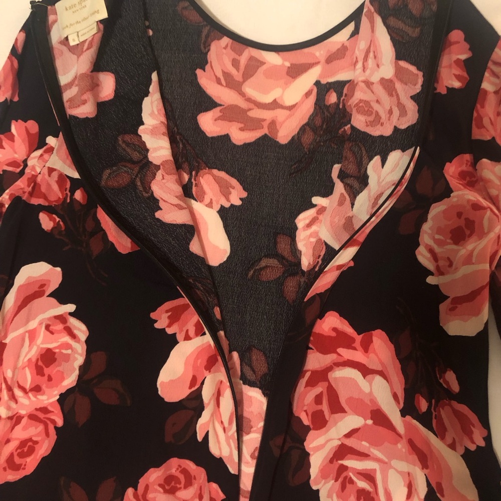 KATE SPADE LONG SLEEVE RUFFLE ROSE DRESS. - Picture 6 of 10